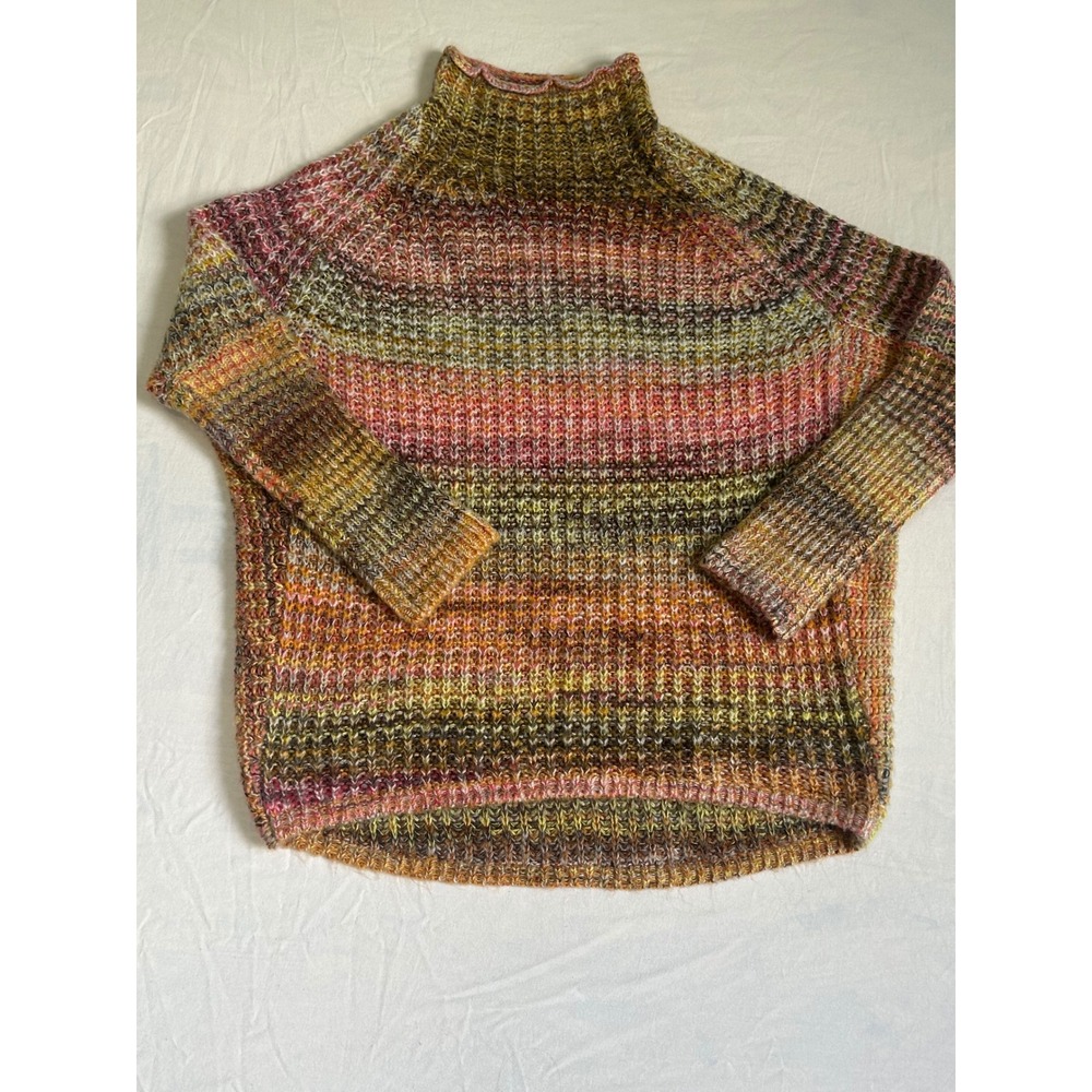 Lou & Grey for LOFT Space Dye Knit Sweater Mock Neck Multicolor‎ Raglan Small
